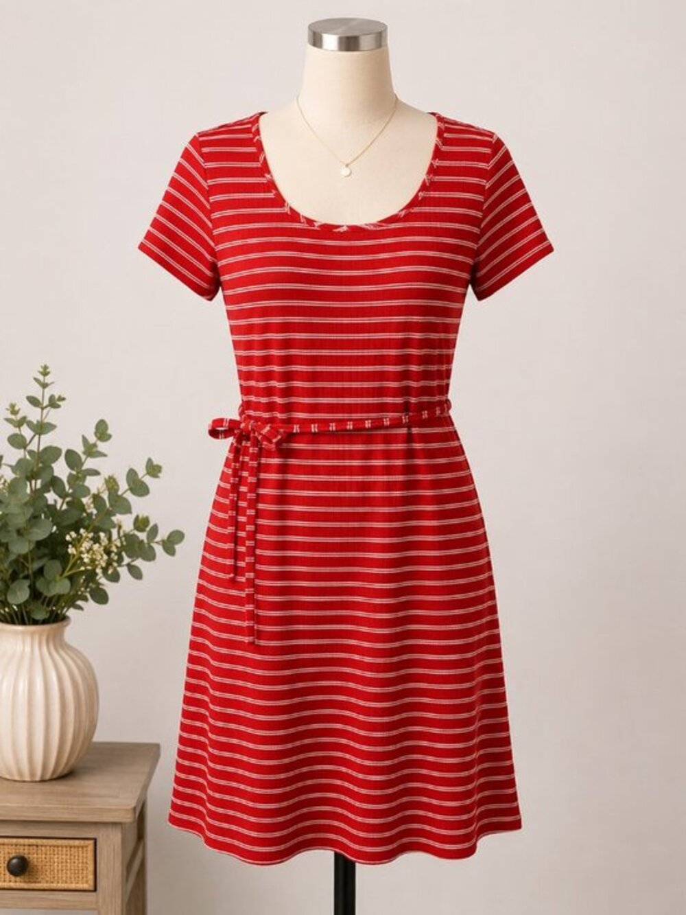 4 for $25 ❤️ Rewash Red & White Striped Tie Waist Dress | Size Large ❤️